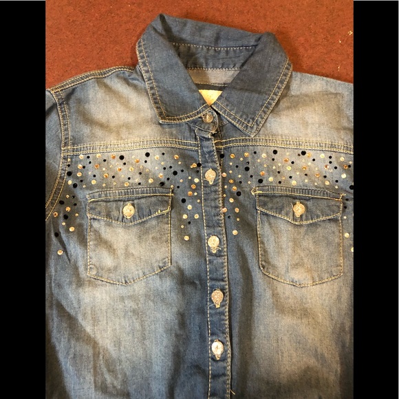 Girls Justice size 12 denim top - Picture 2 of 9